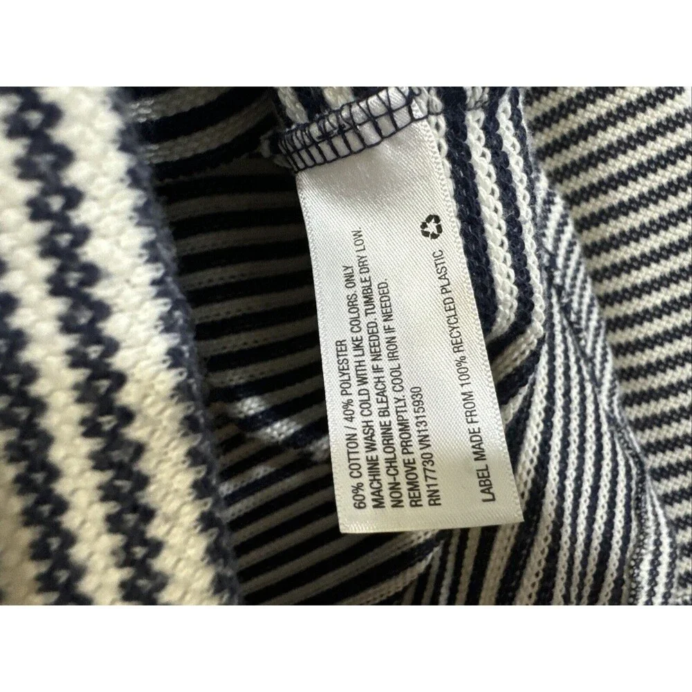 Women’s Striped Knit Hoodie Sweaters Size M Pullover Long Sleeve Casual Tie Neck